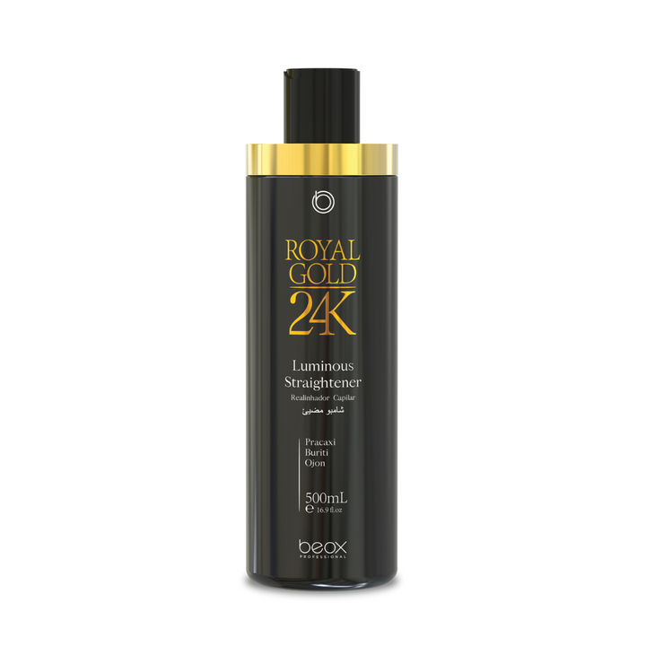 Black bottle with gold accents labeled 'Royal Gold 24K' on a white background